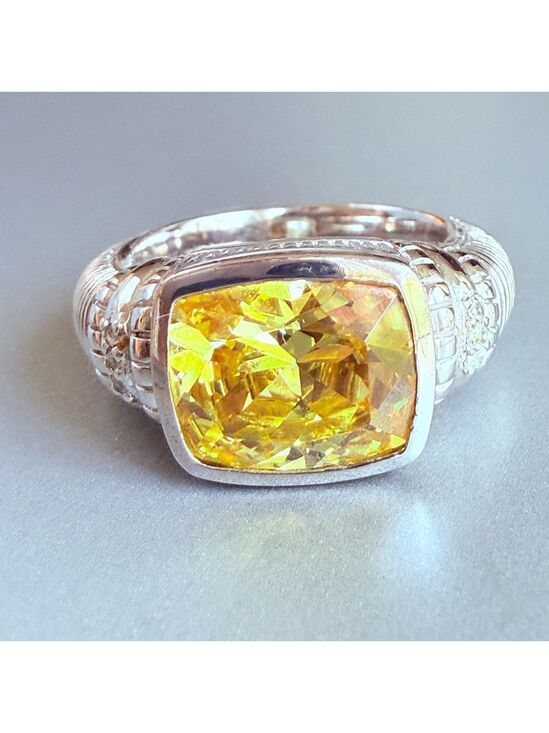 Judith Ripka Jewelry - Judith Ripka 3.5 CT Solitaire Canary Crystal & Diamond Sterling Silver 925 Ring